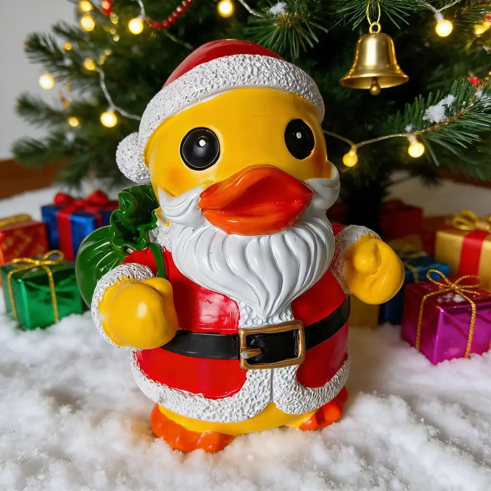 Resin Duck Figure Santa Claus Duck Decoration Christmas Duck Ornament Christmas Santa Claus Ducks Figurine Cartoon Holiday Decor