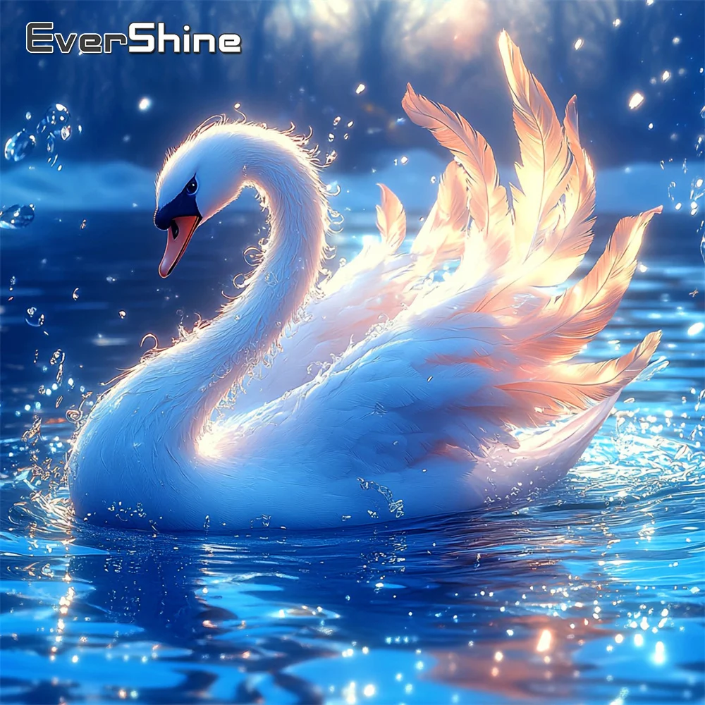 EverShine Diamant-Mosaik Schwan 5D Bild Strass-Gemälde Tier Vollquadrat-Drill DIY Bastelset Deko für Zuhause