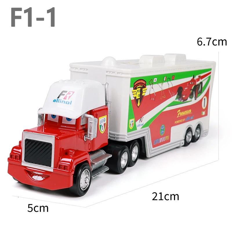 Pixar Cars Greg Candyman's Hauler Modellauto Anime-Figur Mack Container Trucks Semi-Hauler Dinoco Racing Spielzeug Kindergeschenke – Detail 8
