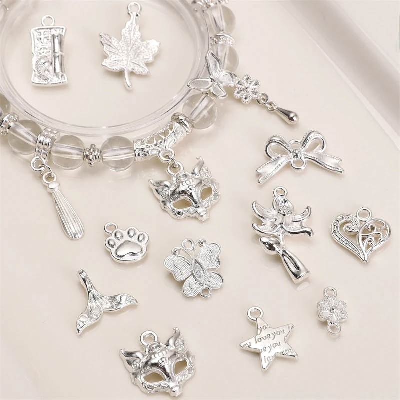 Alloy Vintage New Chinese Style Pendant Lotus Butterfly Heart Fish Leaf Charms For DIY Bracelet Necklace Jewelry Making Findings - view 6