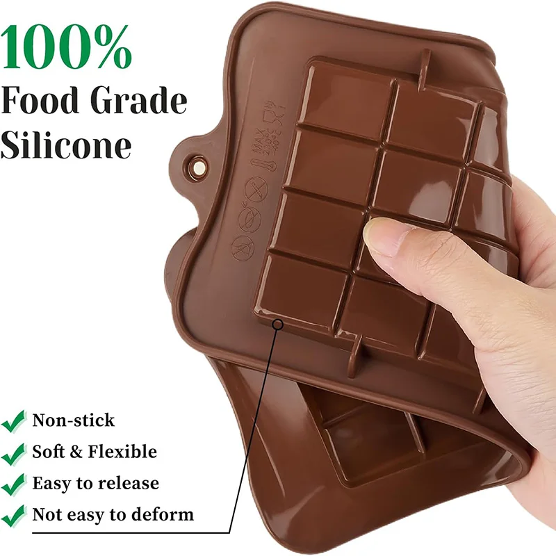 Chocolate Bar Molds Silicone Bars Making Fondant Coffee Mould BPA Free Easy Release Non-Stick for Protein Energy Handmade Gifts