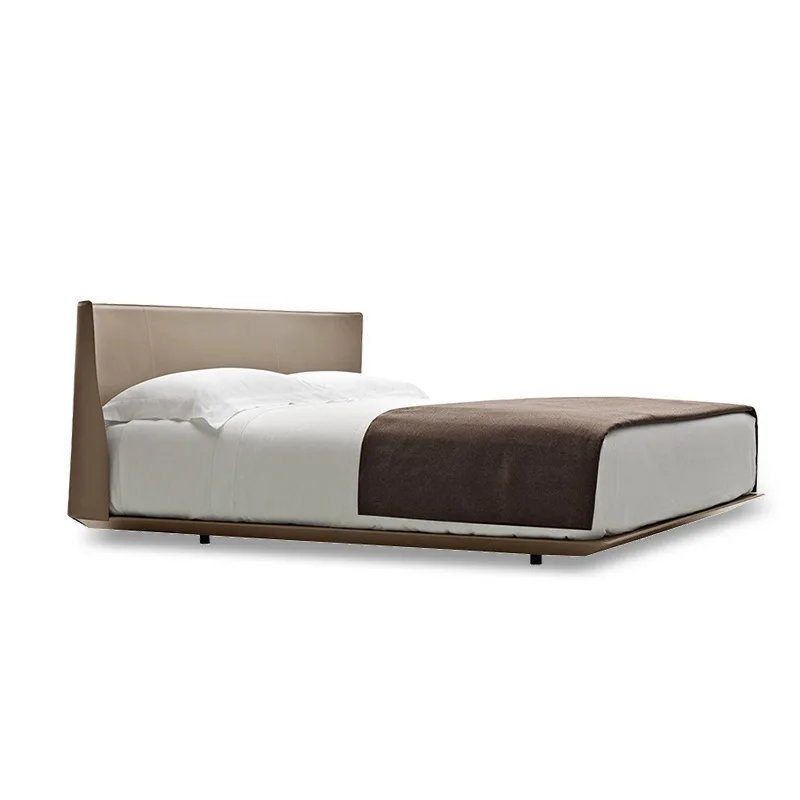 

Italian minimalist high-end saddle leather suspension bed modern