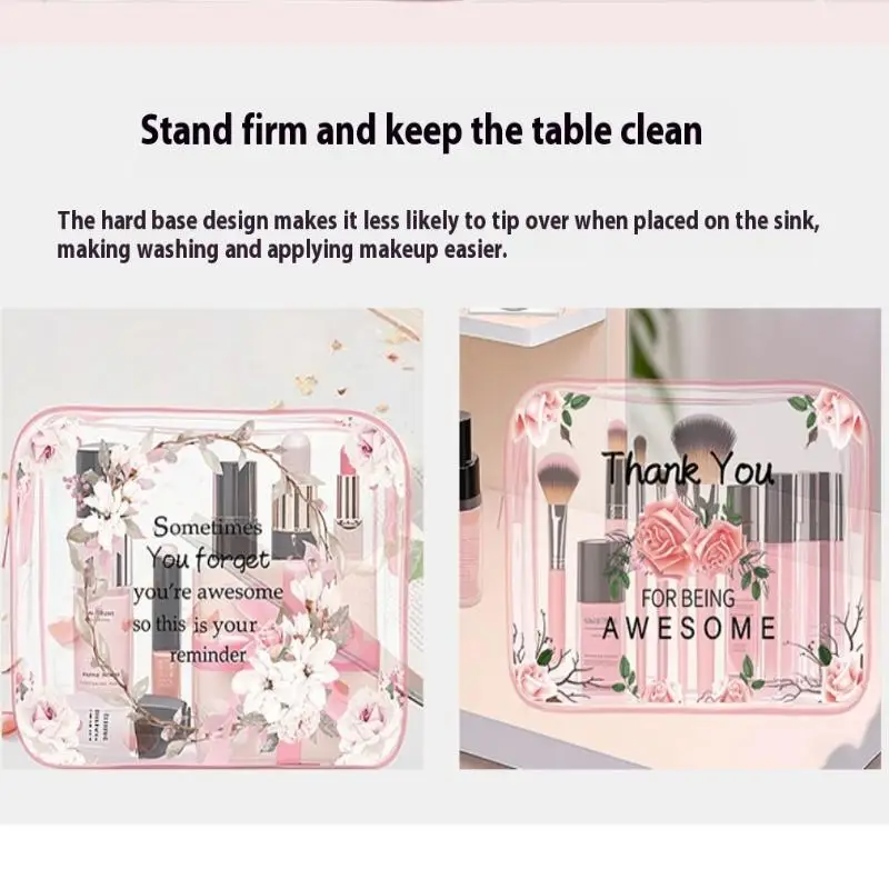 Exquisite Prints PVC Transparent Makeup Bags Travel Portable Cosmetic Large Capacity Organizer Women's Cosmetic Bag Wash Bag
