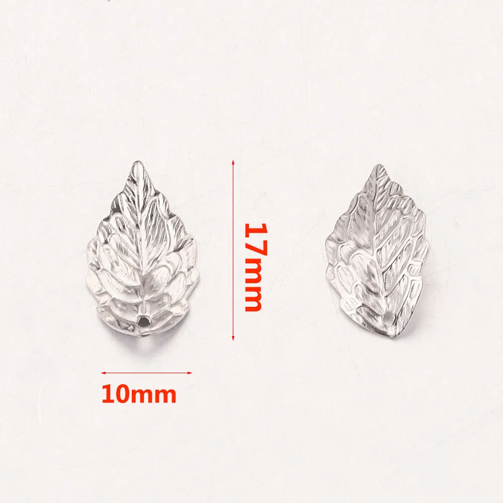 20pcs 10*17mm Stainless Steel Leaf Charms Stamping Earrings Pendants for DIY Floating leaves Jewelry Making Wholesale