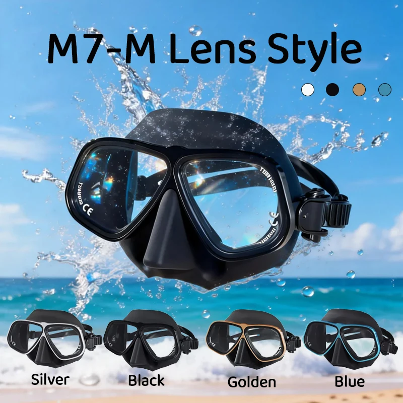 

Маска для фридайвинга M Lens с низкой степенью сжатия - рама из алюминиевого сплава, закаленное стекло с защитой от запотевания для взрослых, для фридайвинга, снорклинга и дайвинга