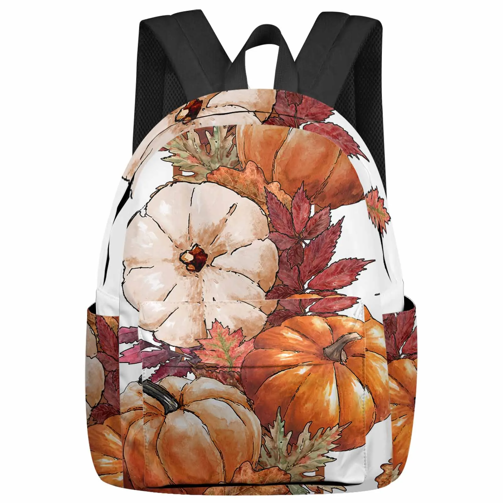 Autumn Pumpkin Maple Leaf Orange Backpacks Custom Student School Bags Laptop Backpack Men Women Female Travel Mochila