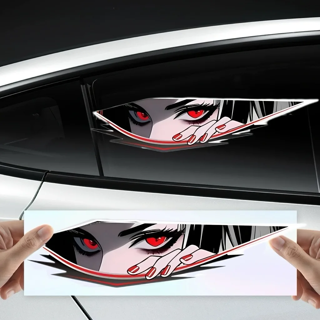 2 Pieces/Sheet, Scratch stickers, Anime Eyes, Laser Electric Vehicles, Motorcycle Protective Covers, 2D Car stickers, Mountain