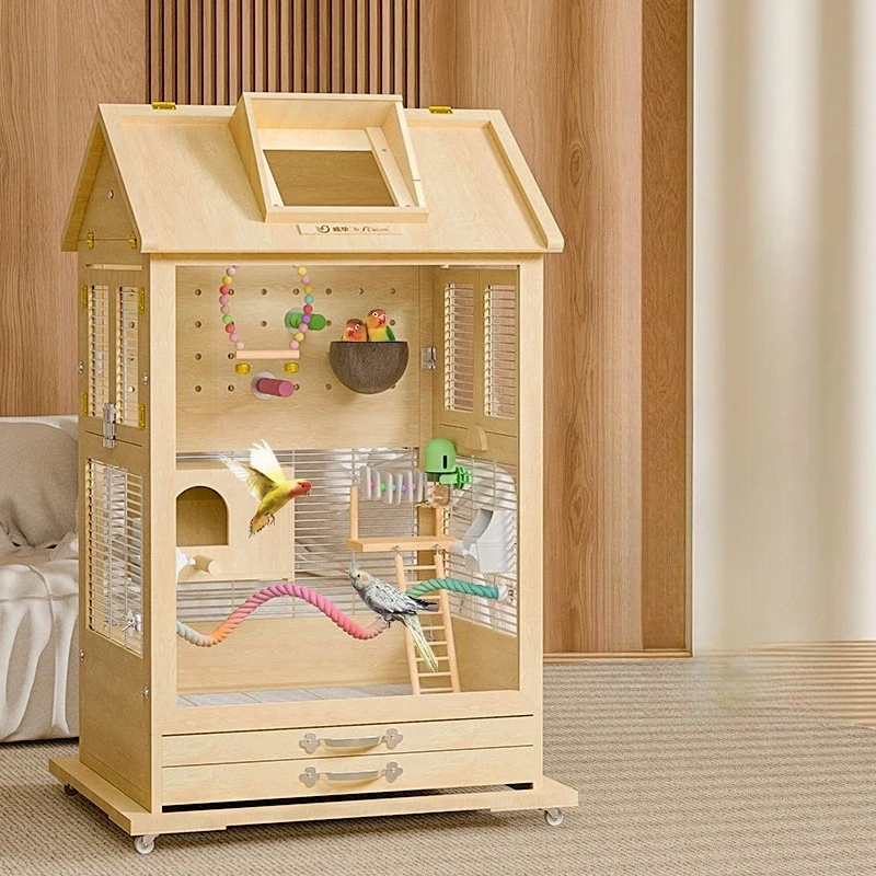 Wooden Luxury Bird Cages Extra Large Stand Flight Accessories Bird Cages Parrot Supplies Lovebird Gaiola Calopsita Pet Furniture