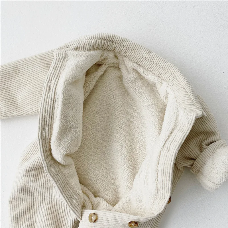 New Winter Infants Corduroy Thicken Warm Rompers Korean Style Toddlers Kids Clothes Newborn Baby Boys Casual Jumpsuits