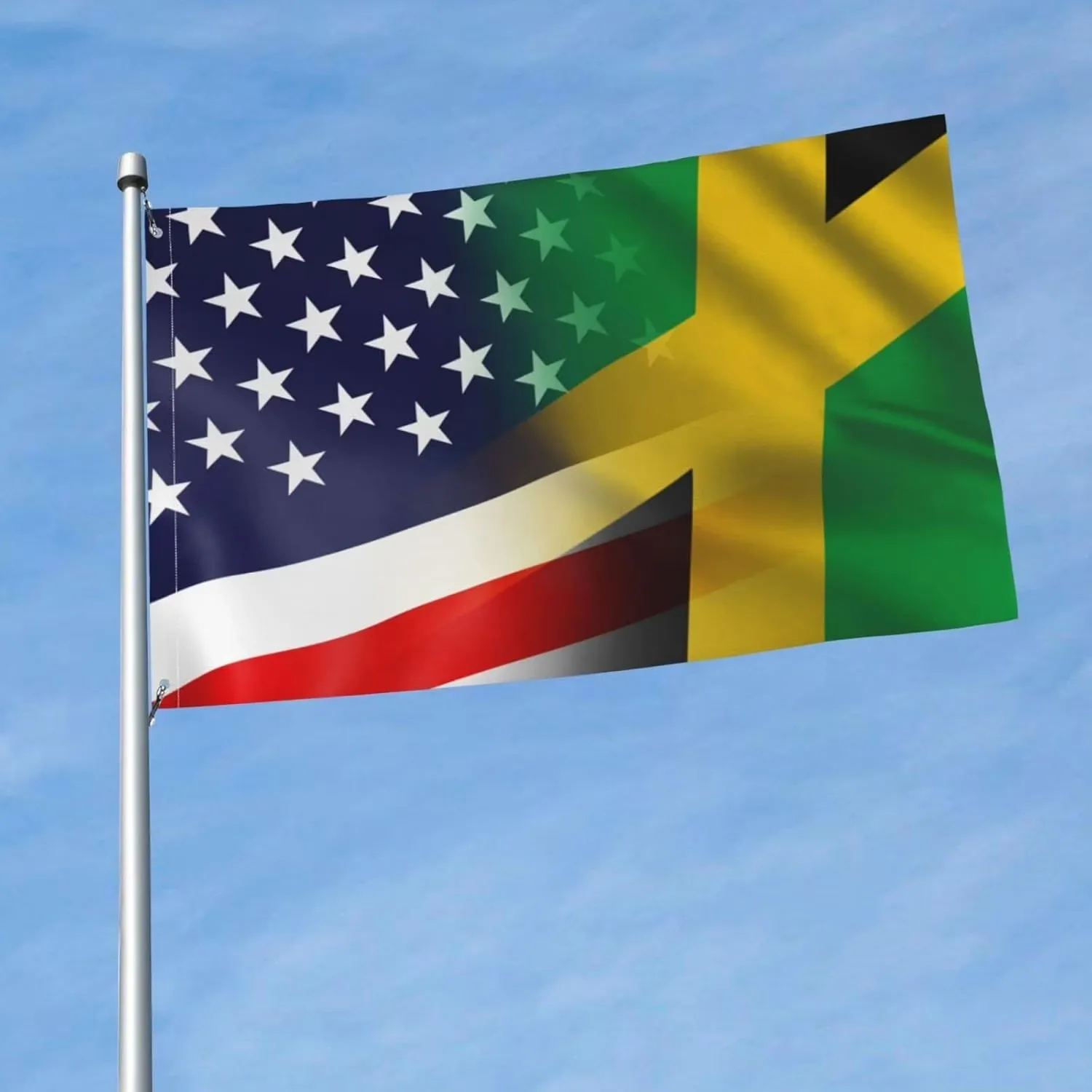 USA Jamaica Blend Flag Polyester Outdoor Indoor Banner Vivid Color Fade Resistant 3x5 ft