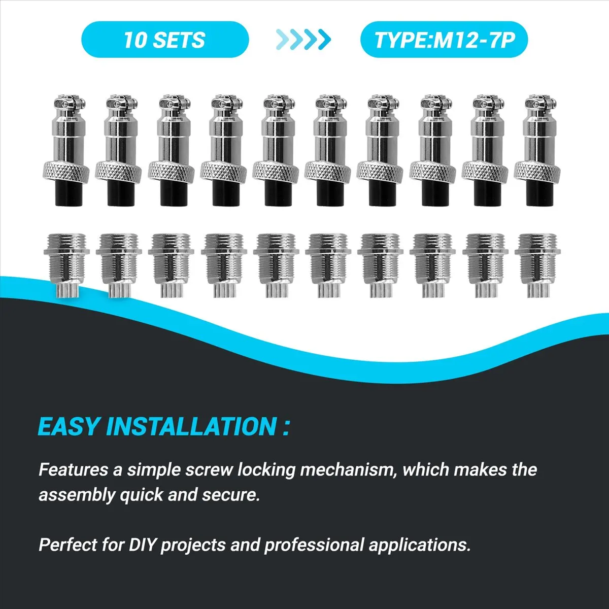 A003 10set 7 Pin 12mm Aviation Connector Male + Female Circular Air Socket Plug Electrical Wire Panel Connector