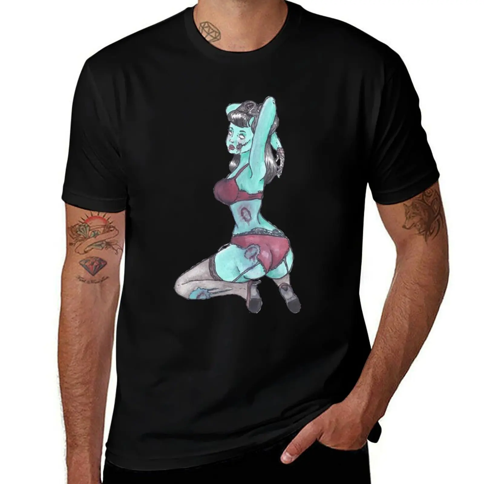 

Bite Me Zombie Pin Up T-Shirt Long Lasting Casual T-Shirt