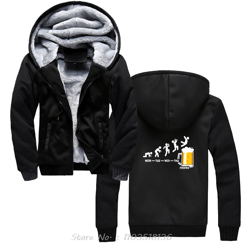 Friday Beer Print Men's Brand Hoodie Funny Graphic Hip Hop Hoody Men Women Jacket Zip Up Hoodies Streetwear Cotton Breathable