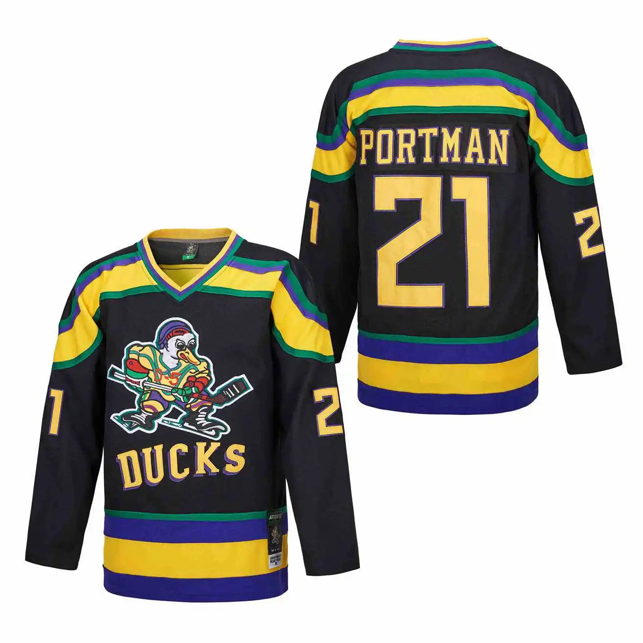 Ice Hockey Jersey Mighty Ducks 21 Portman 96 Conway 66 Bombay Outdoor Sportswear Jerseys Sewing Embroidery Green Black White