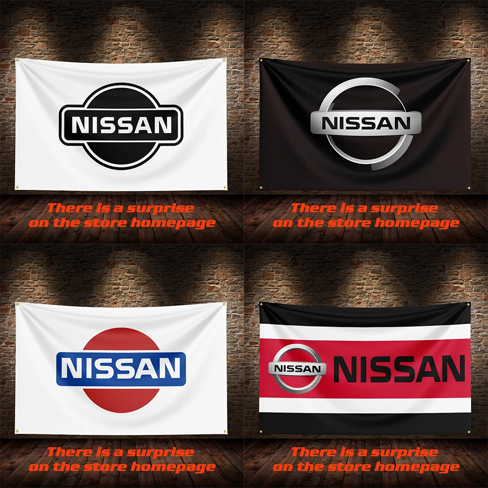 3 X 5 FT N-Nissans Flag Polyester Printed Car Flag Hanging Flag for Room Garage Living Room Home Garden Decoration