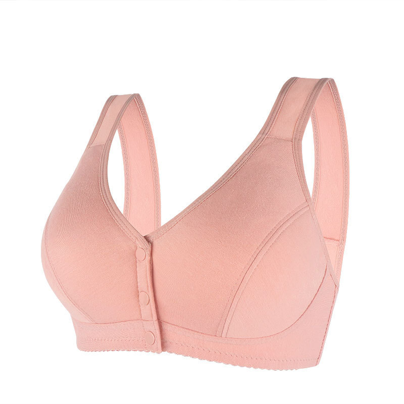  Fashionable Ultra-thin Soft and Comfortable Vest Style Fixed Cup Underwear Ladies Front Button Plus Size Solid Color Bra 