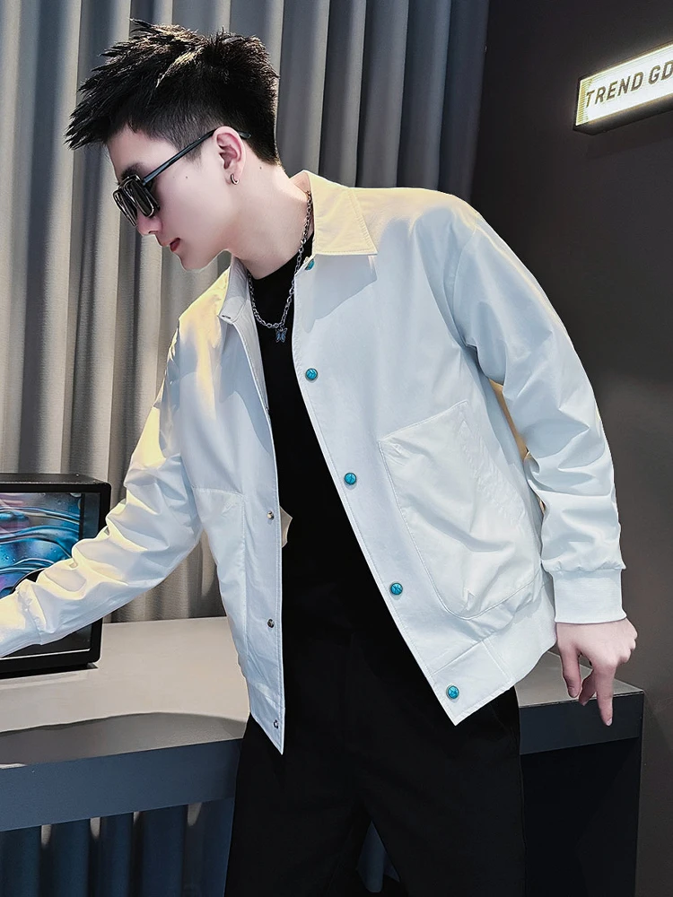 

Мужское модное белое китайское пальто Sle Jaet, весенне-осеннее облегающее пальто из бычьей ткани против морщин, длинное пальто на молнии све