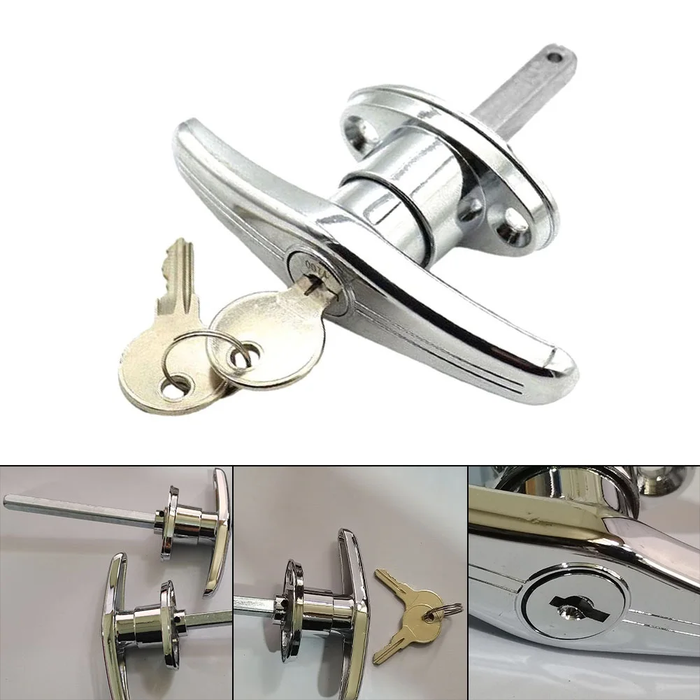 Garage Door Lock With Key T-Type Rear Fix Keyed To Differ For Caravan Shed Campervan Industrial Trailer RV Short Lever Door Lock