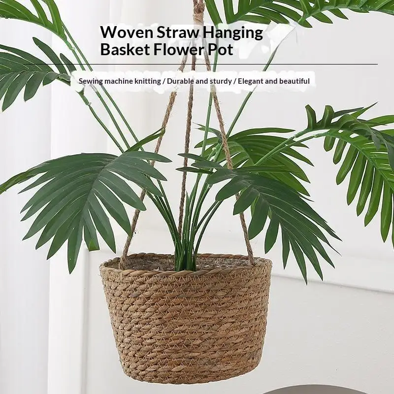 Jute Rope Woven Hanging Planters Garden Plant Storage Baskets Indoor Outdoor Plant Hangers Creative Home Decor Accents