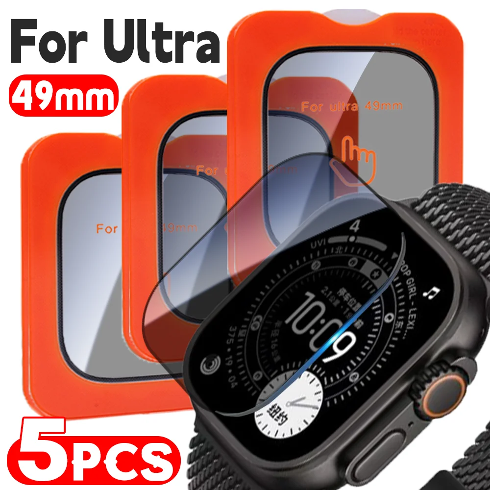 

5/1pcs HD Clear& Anti-spy for Apple Watch Ultra 1/2/3 49mm Tempered Glass Privacy Protective Film for Iwatch Ultra Ultra2 Ultra3
