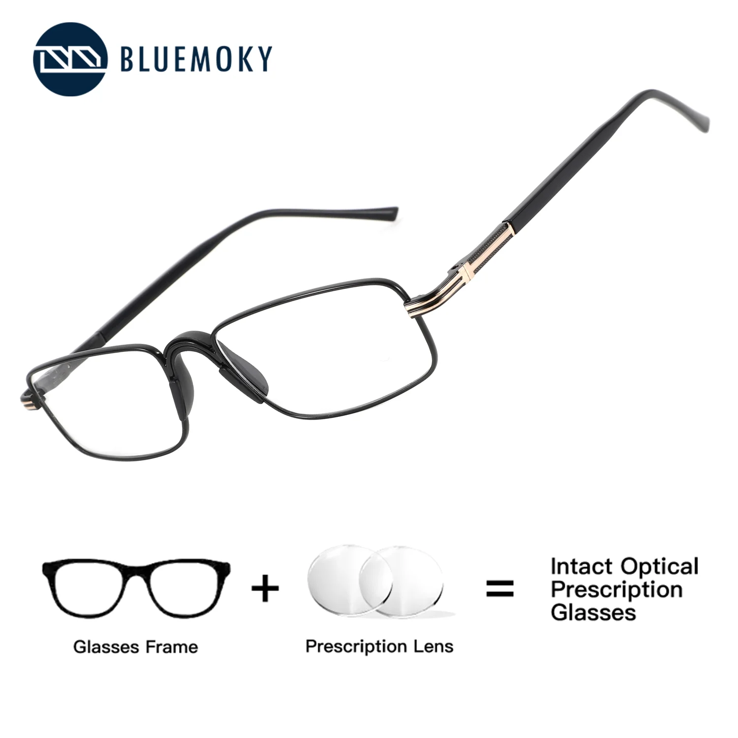 

BLUEMOKY Rectangle Prescription Eyewear For Men Metal Frame Blue Light Blocking Anti Reflective Photochromic