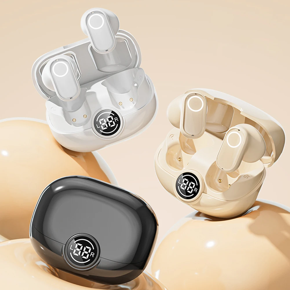 무선 이어버드 내장 마이크 헤드셋 BT 5.4 스포츠/운동/달리기용 충전 케이스가 포함된 방수 이어폰 헤드폰