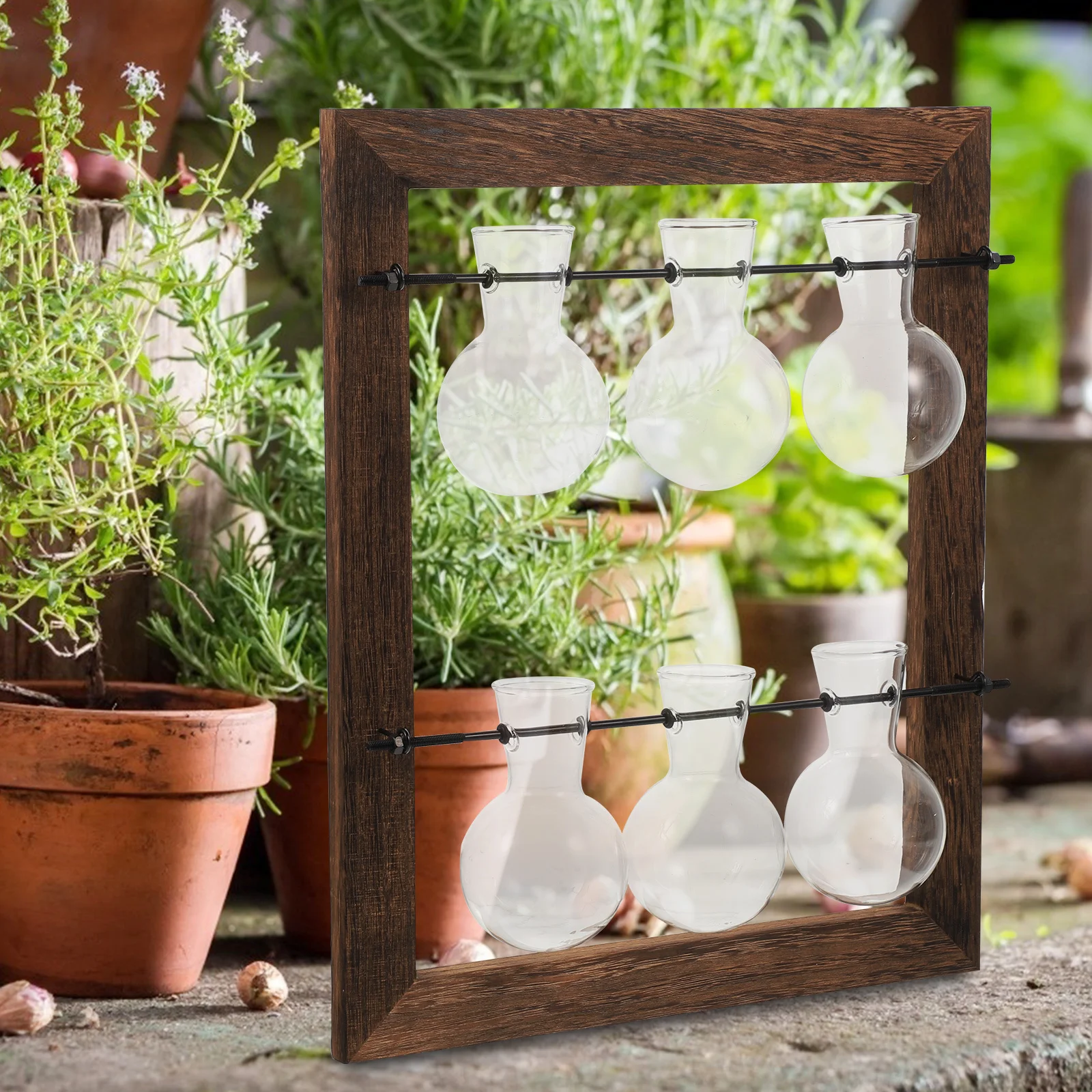 

1Set Wall Hanging Hydroponic Vase Double-Layer Glass Planter Nordic Style Flower Holder Home Decor Wedding Office Garden