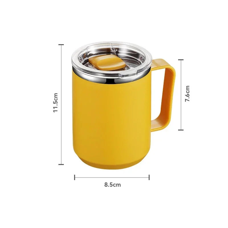 450ml Stainless Steel Heat Insulated Coffee Milk Mug Thermal Coffee Cup Double Wall  with Handle and Lid Travel Drinking Tumbler