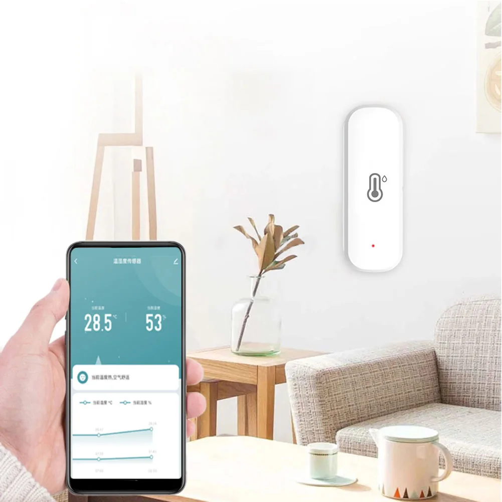 4PCS For Zigbee Temperature and Humidity Sensor Set for Indoor Monitoring Real Time Updates and App Control Features