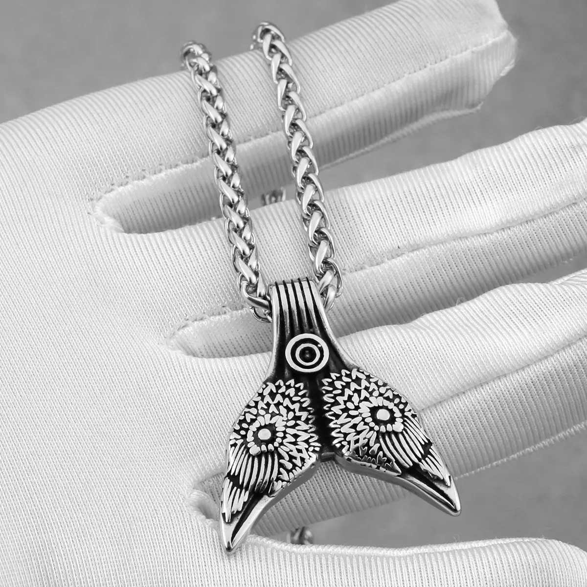 Fashion Vikings Odin Raven Necklace Stainless Steel Men's Nordic Hip Hop Biker Amulet Pendant Necklace Punk Vintage Jewelry Gift