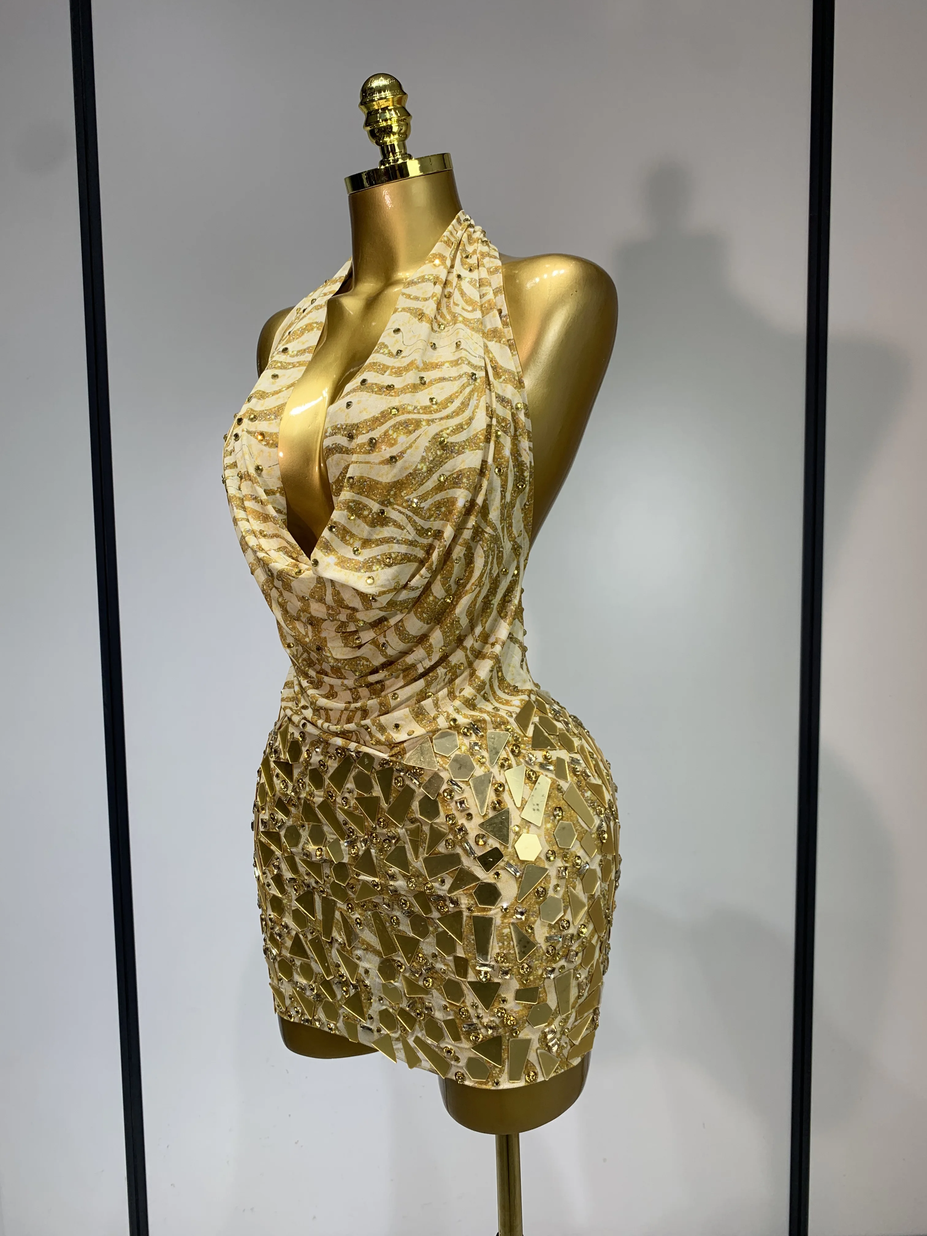 slim fit dress slacks Beautiful Long Gold Mermaid Sleeveless Glitter Prom Dress with Veil –  misshow.com main image 0