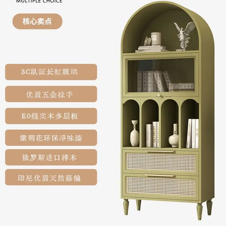 Floor-to-ceiling children's bookshelf shelf white simple living room home locker arched