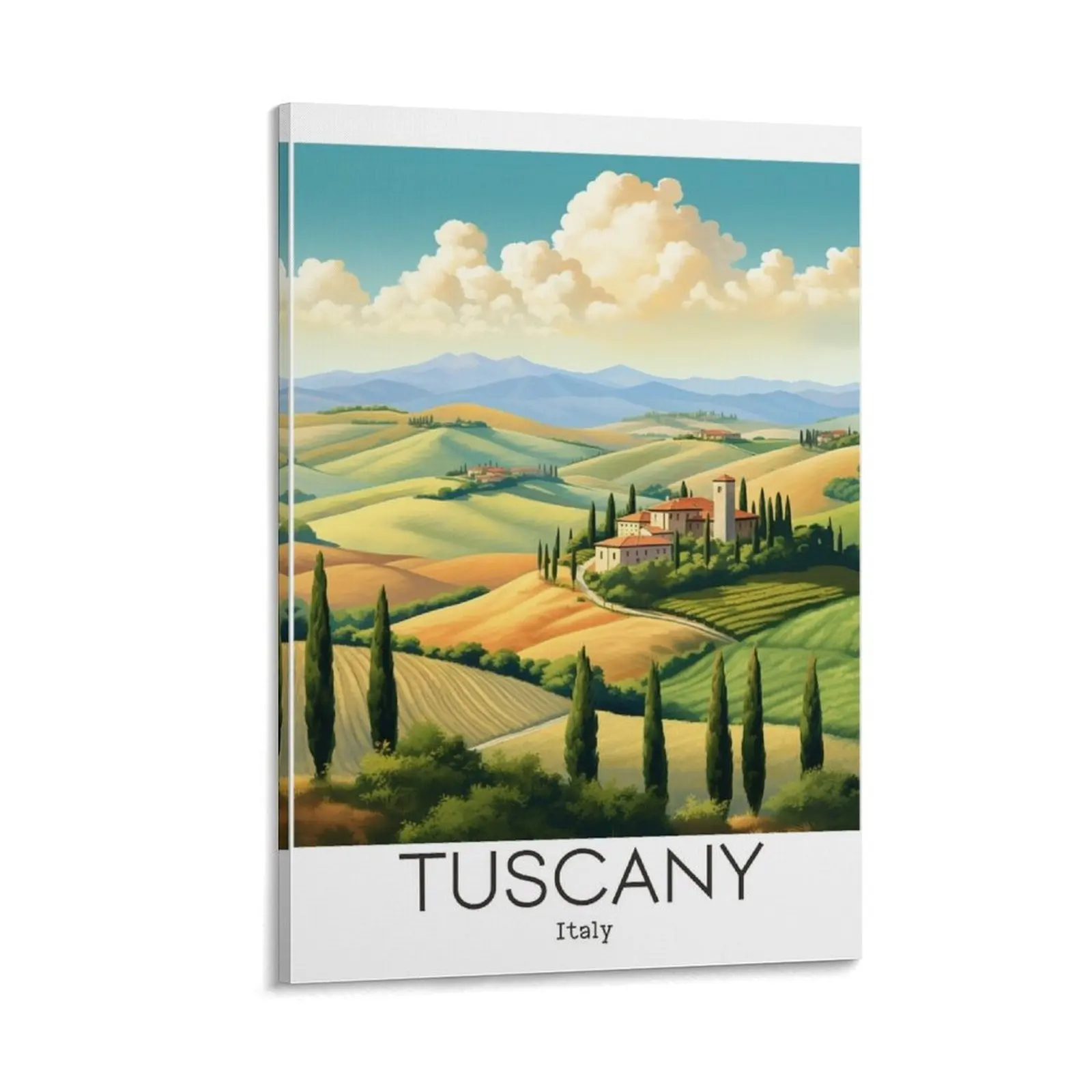 

A Vintage Travel Illustration of Tuscany - Italy Canvas Painting home decors accessories room decor