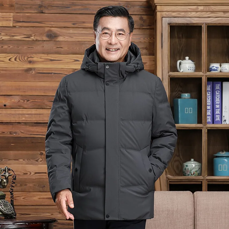 

Мужская зимняя куртка-пуховик 2025 года, новая, для мужчин среднего возраста, модная, ветрозащитная, с капюшоном, повседневная, деловая, стильная