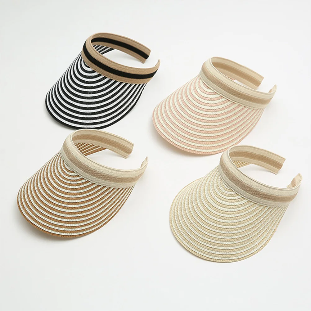 

1Pcs Straw Sun Block Hat Fashion Empty Design Summer Outdoor Woven Unisex Breathable Cool Beach Garden Hat Khaki