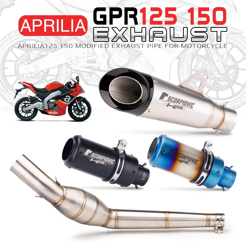 For Apulia GPR125 150 Motorcycle Exhaust System Escape Modified High Position Middle Link Pipe Muffler