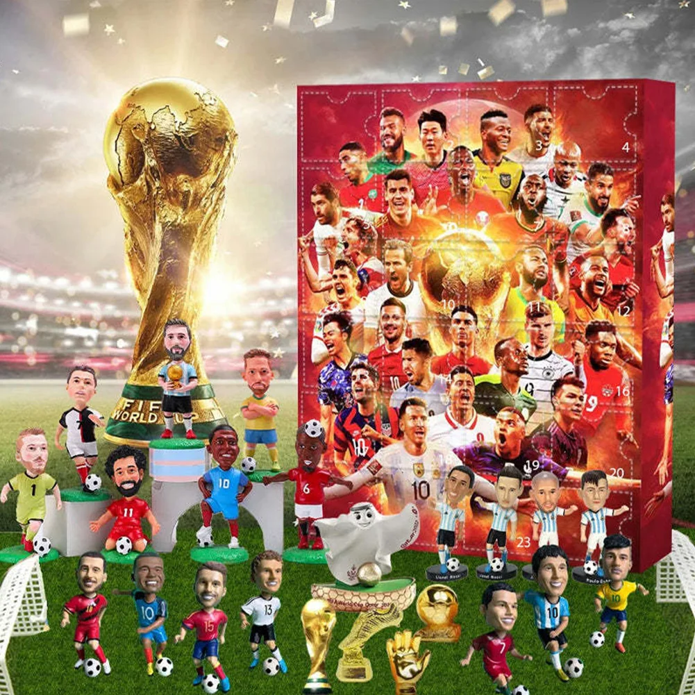 Calendario de Adviento con cuenta regresiva, conjunto de fútbol, calendario de Adviento de 24 días, caja de regalos de cumpleaños para fiesta de fútbol, suministros deportivos de Navidad