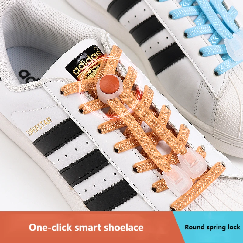 Elastic laces Sneakers Kids Adult Quick Shoe laces Spring Lock Shoelaces without ties Rubber Bands Round lazy Shoelace Shoes