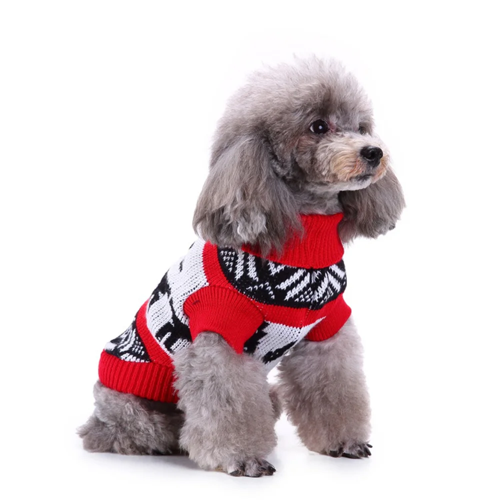 

Christmas Pet Knitted Sweater Xl Red Turtleneck Warm Dog Winter Clothes Festive Puppy Clothes Festival Party Pet Sweater
