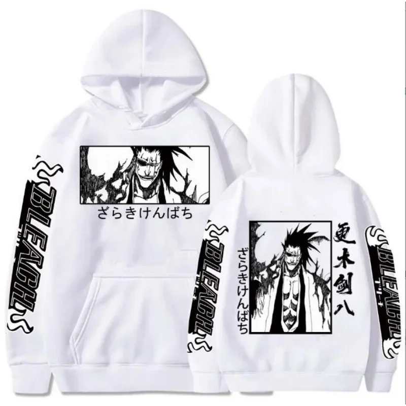 Bleach Anime Zaraki Kenpachi Print Hooded  Prevalent Hoodies Autumn Fleece Casual Loose Streetwear Harajuku Unisex Sweatshirt