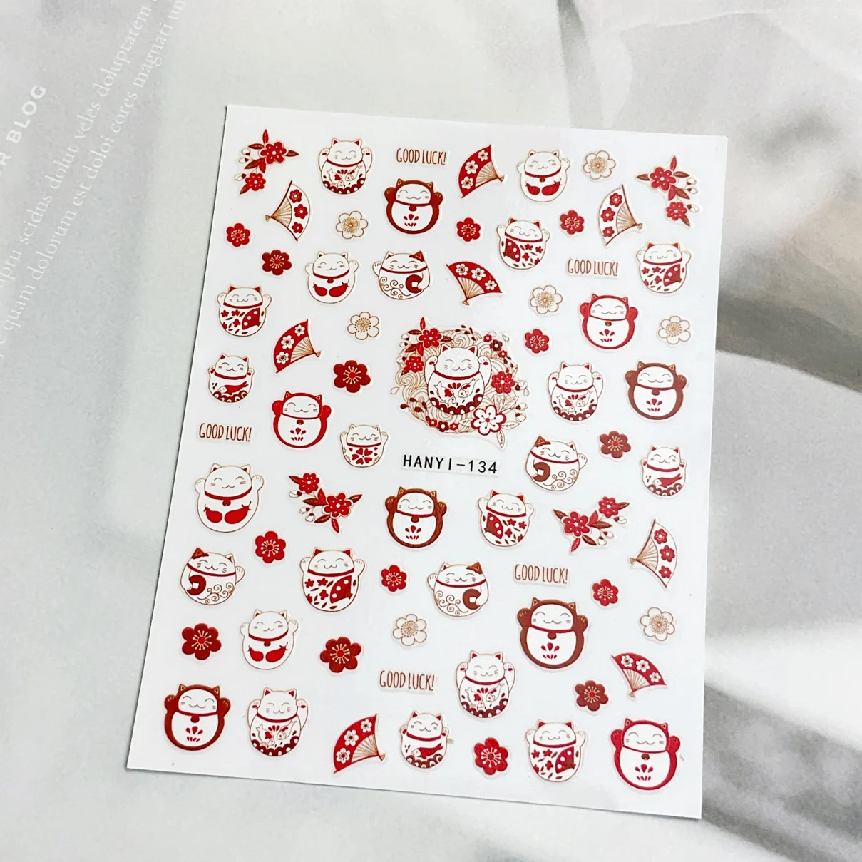 1 sheet 2024 Nail sticker explosion Chinese style festive good fortune cat nail decal