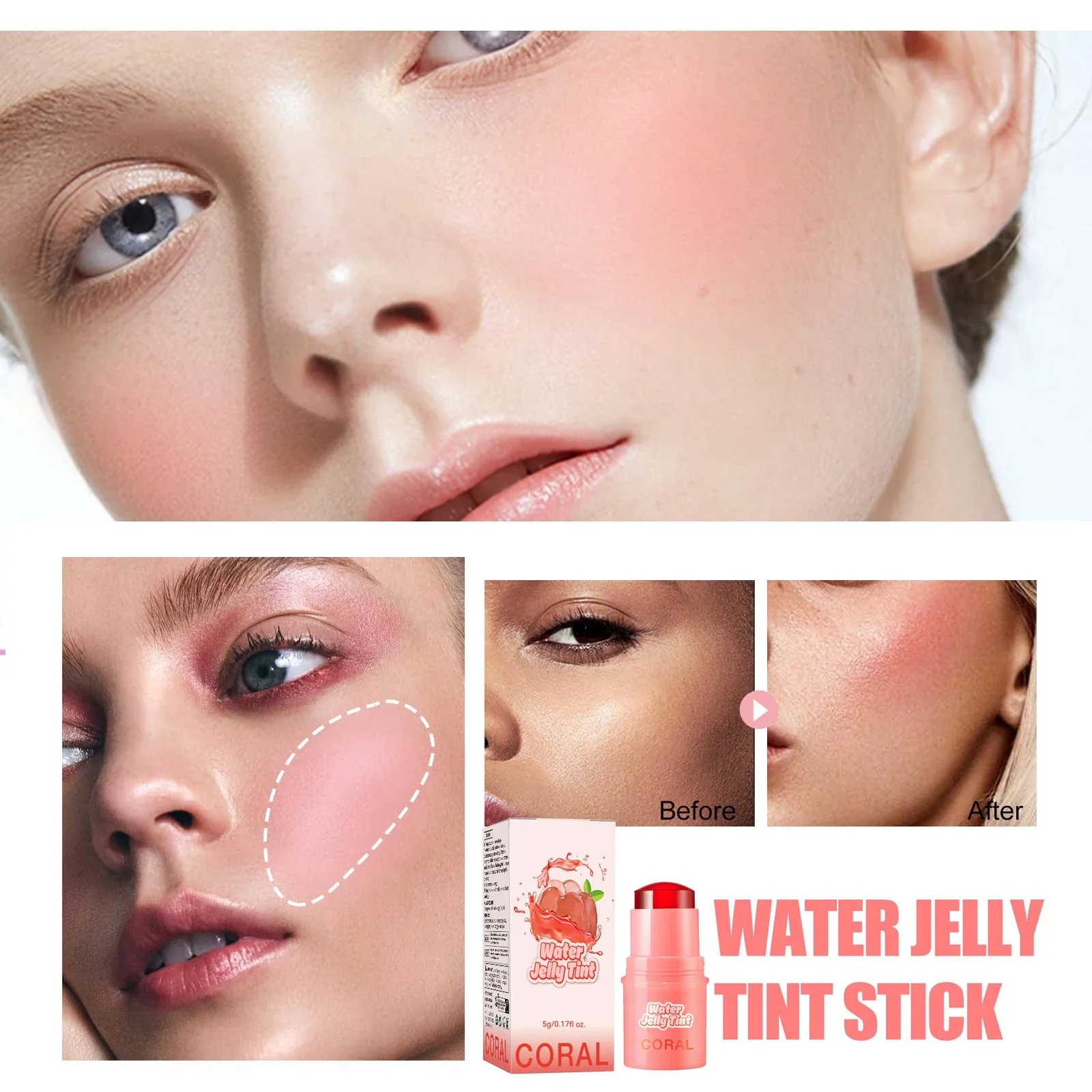 บลัชออน บรอนเซอร์ และลิปทินท์ 3-in-1 สีเดียว |   สูตรแป้งและแบบแท่ง พร้อมรองพื้นเนื้อแมตต์ติดทนนาน และคอนทัวร์เนื้อครีม