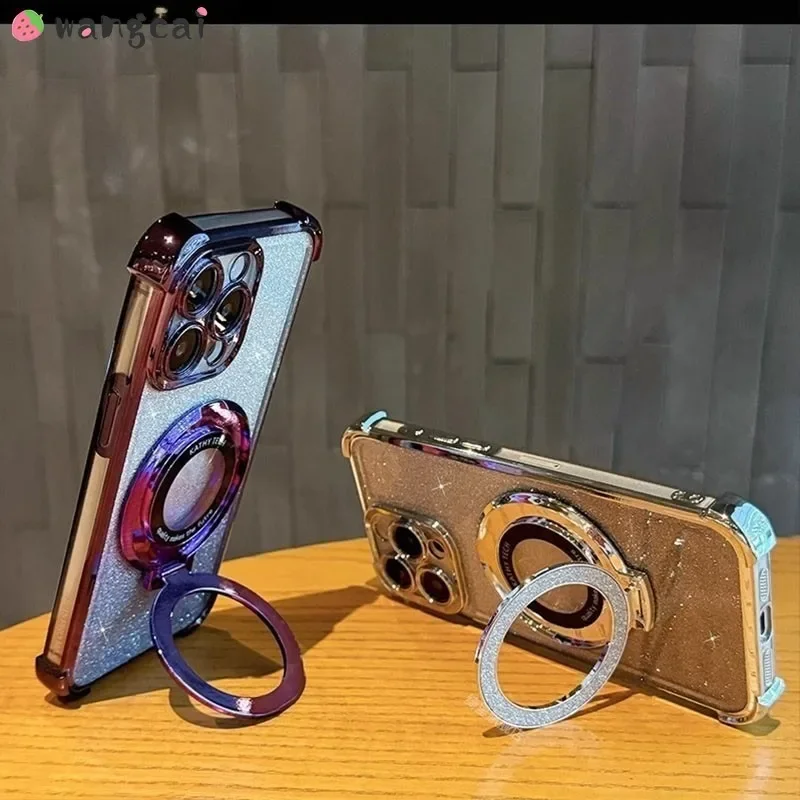 ل ممن لهم A17 A16 A16s A15 A15s A12 A12s A12e A11s A7 A5s A3s A9 A5 2020 المغناطيسي الفاخرة بريق للصدمات جراب هاتف مع حامل #4