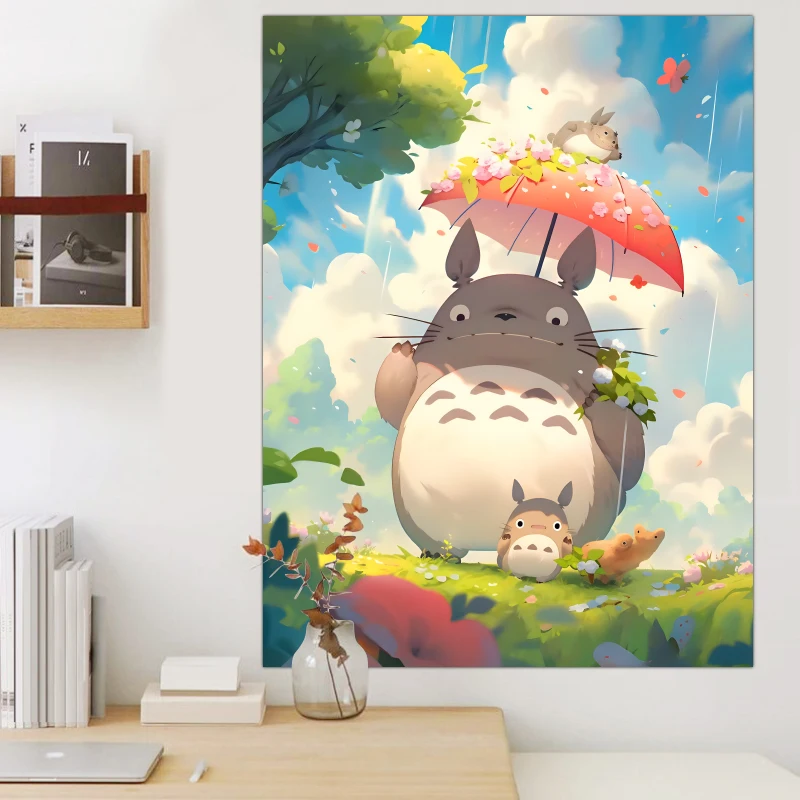 توتورو ميازاكي هاياو الكرتون شفاء أنيمي خلفية القماش شنقا القماش Ins غرفة نوم عنبر غرفة المعيشة الديكور نسيج #3