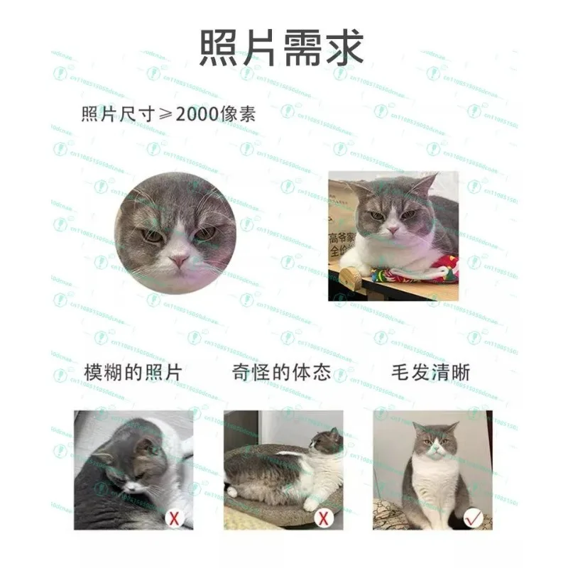 Oil painting cat dog hanging painting bedroom living room electronic hand-painted decorative painting pet portrait gift view 3