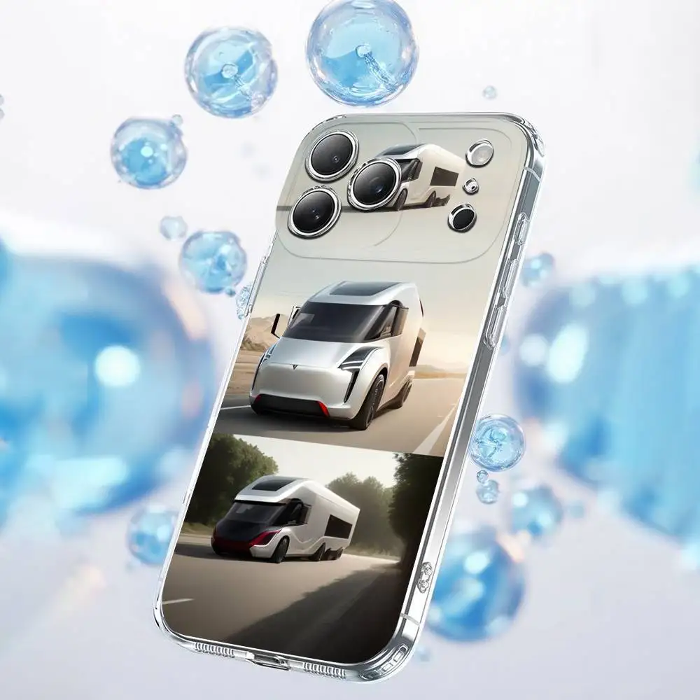 Funda de teléfono para iPhone 17,16,15,14,13,12,11 Plus,Pro,Max,Plus,E,SE4,Air,Mini transparente SUV Car T-TeslaES Truck Cover