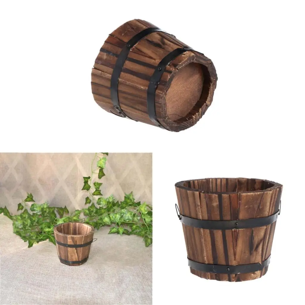 Carbonized Flowerpots Vegetable Barrels Planter Plant Bucket Home Garden Decorations Decorative Container