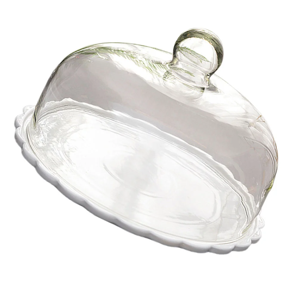 Cake Glass Lid Holder with Cupcake Lids Clear Plates Stand Protective Food Cover Hood Fresh-keeping Dessert