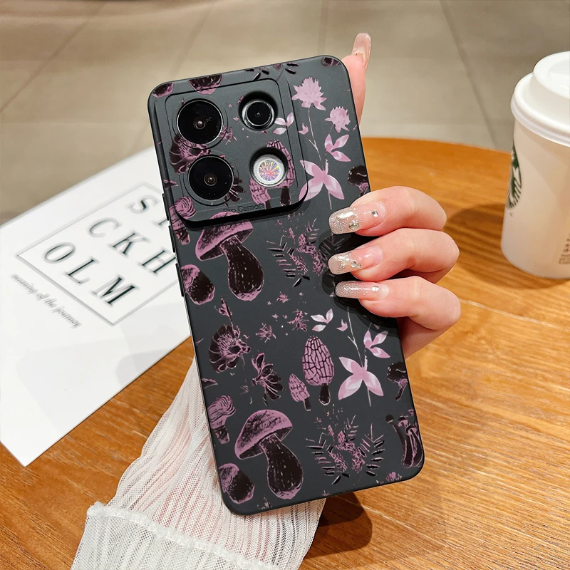 Flower Grass Mushroom Pattern Case For Xiaomi 13 Lite 14 13T Poco M6 X6 X5 F5 Pro Redmi Note 13 12 Pro Plus 5G 12S 11 13C Cover