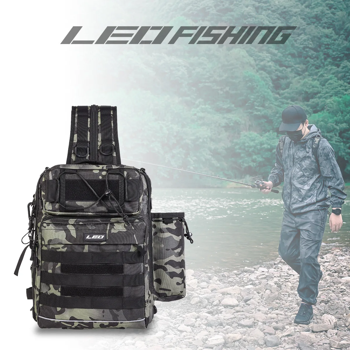 

LEO Fishing Tackle Bag Fishing Lure Bait Chest Pack Shoulder Backpack Waterproof Outdoor Hunting Camping Fishing Sling&Backpack